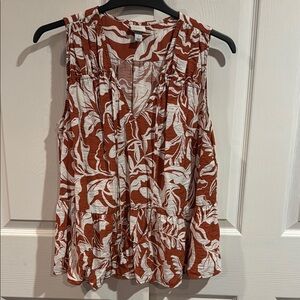 Women's Sleeveless Top in Rust and White